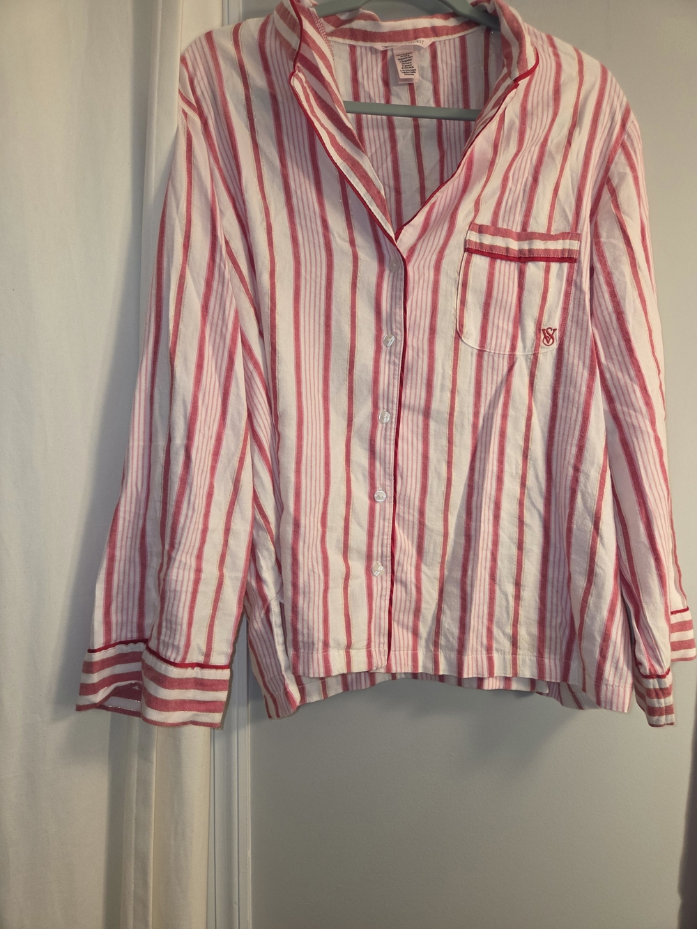 Victoria’s Secret Pink & White Striped Cotton Pajama Top And Bottoms.